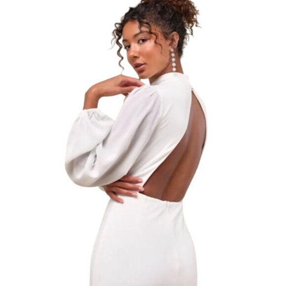 NEW Lulus Exceptionally Flirty White Long‎ Sleeve Backless Mini Dress Size XS - Picture 2 of 13